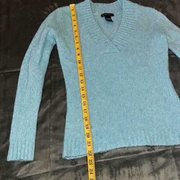 Vintage Y2K New York & Company Sweater Women's Small Blue Wool Knitted V Neck - Picture 4 of 6